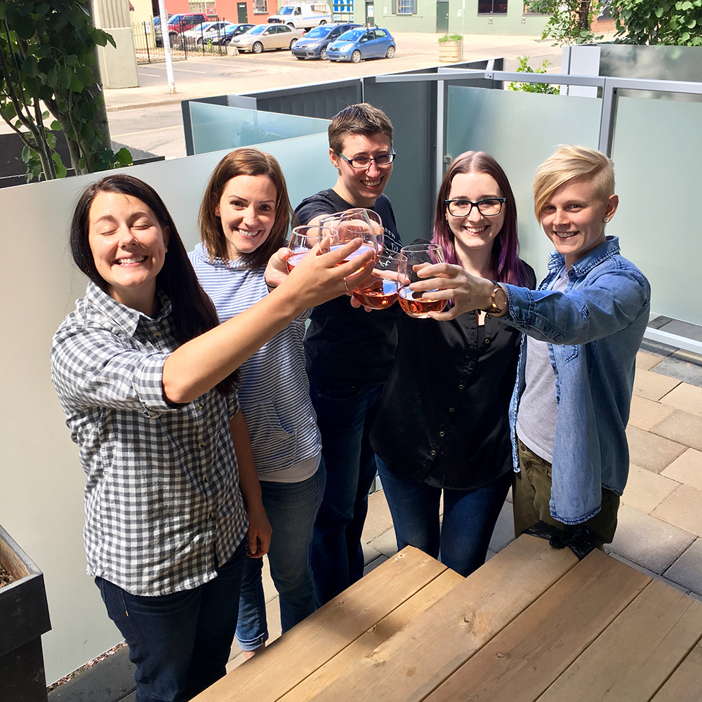Kick Point drinking rosé on the patio at the 107th Street Lofts in Edmonton