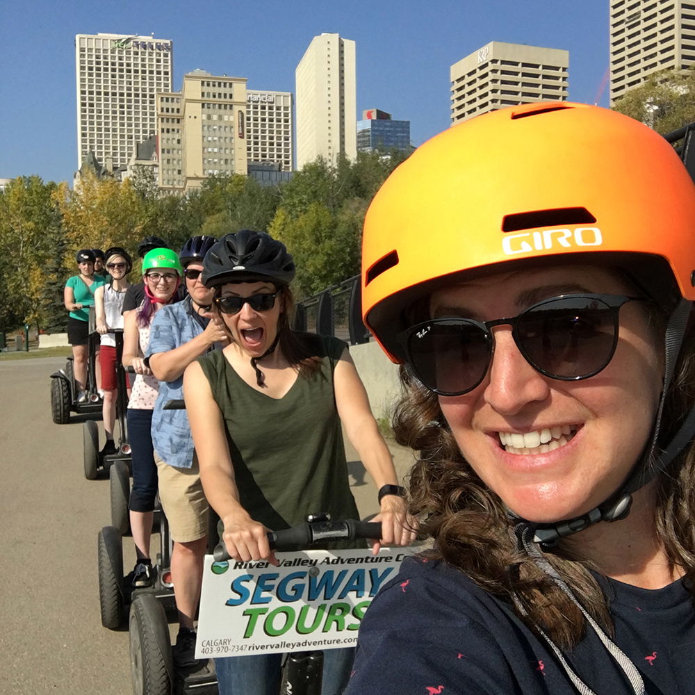 The Kick Point team on a Segway Tour in the Edmonton River Valley with the River Valley Adventure Co