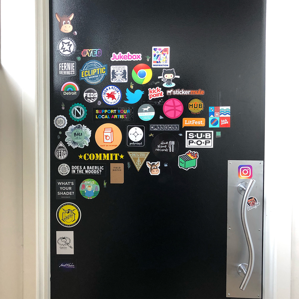 Our sticker door.