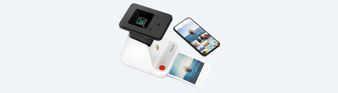 Polaroid Lab Instant Photo Printer with phone and a printed polaroid photo.