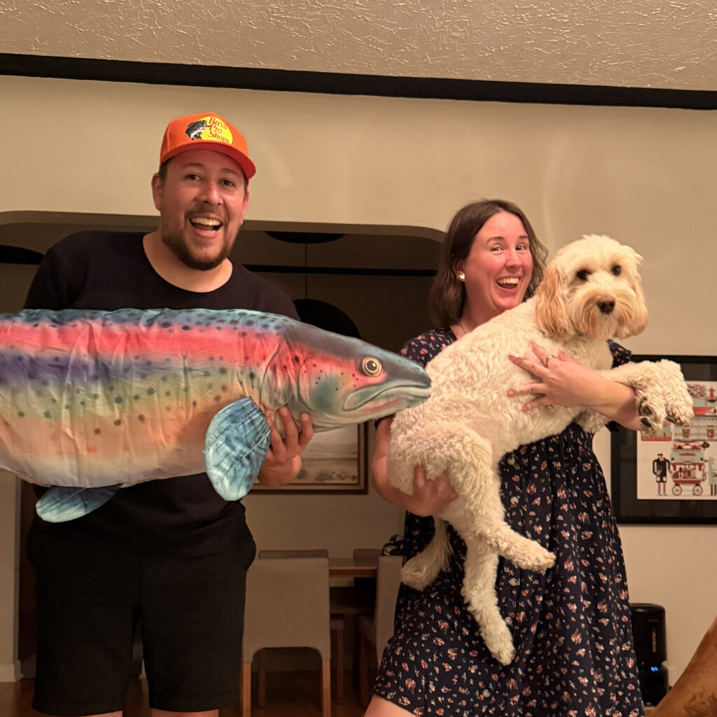 Laura and her partner Derrick being kooky