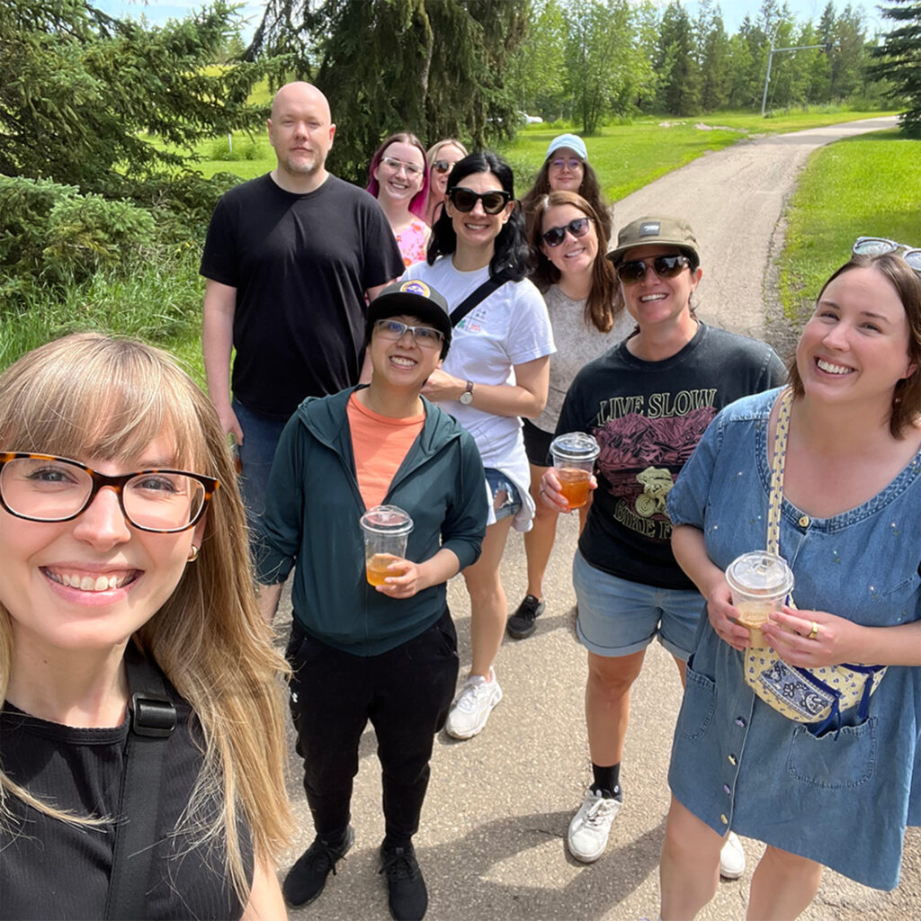 The Kick Point team strolling through Mill Creek in Edmonton