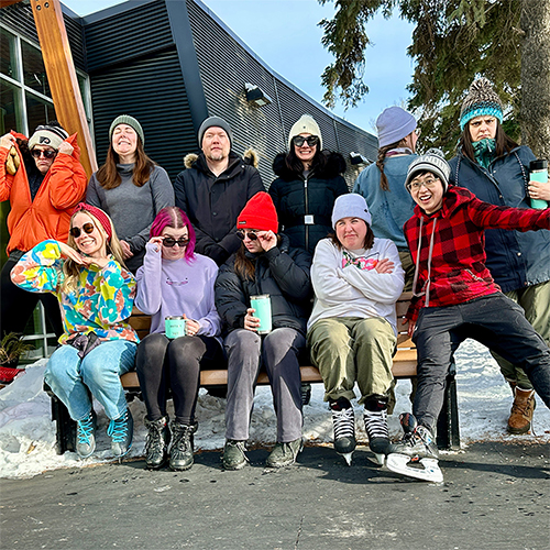 Kick Point poses together after skating